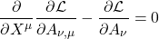 \begin{gather*}\pder{X^{\mu}}\pder[\La]{A_{\nu,\mu}}-\pder[\La]{A_{\nu}}=0\end{gather*}