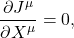 \begin{gather*}\pder[J^{\mu}]{X^{\mu}} = 0,\end{gather*}